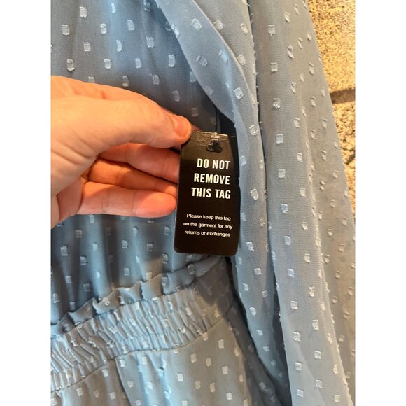 Polka Dot Tiered Ruffle Dress By Express XS Light Blue - Picture 4 of 8